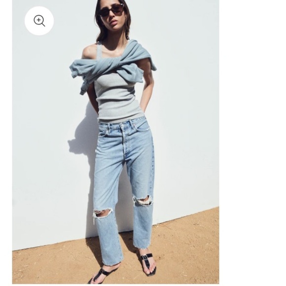 AGOLDE 90s Pinch Waist Ripped High Waist Straight Leg Jeans SZ 28 in Backdrop - Picture 6 of 16